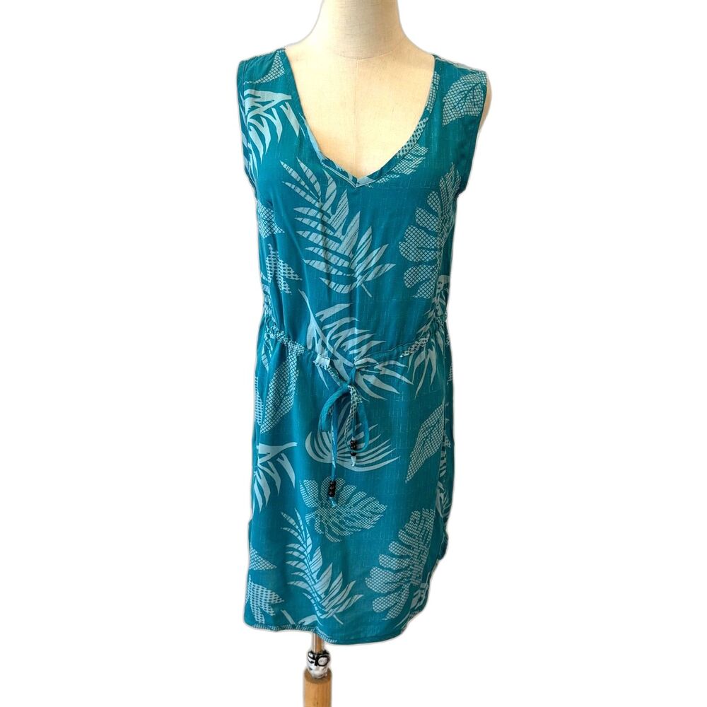 Two Hawaiian Style Mini Dresses Lightweight Drawstring Waist Small Summer